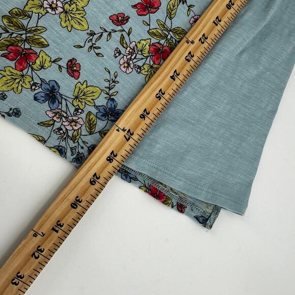 J. Jill Floral Top Blue Cotton Panel Asymmetrical Boat Neck Size S - Picture 10 of 10